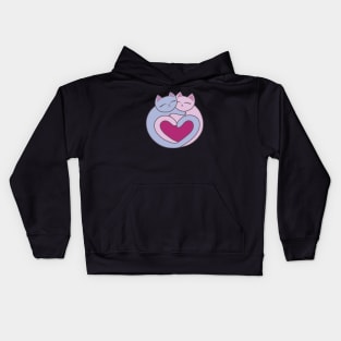 Pink Heart Love Cats Kawaii Kids Hoodie